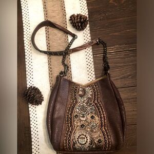 RARE! Heritage Brand #868 Leather Purse/Bag! Boho, Cowgirl, Embossed, Stones!